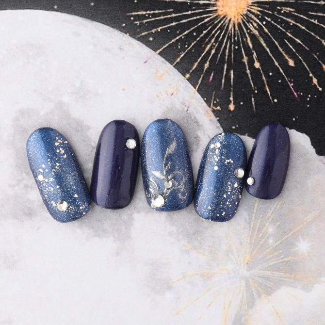 <center>きらめく夜空のようなシルバーラメはマグネットで奥行き感を<br>(K11-CP1-ST14)</center>