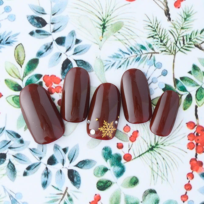 <center>バーガンディーに映えるゴールドの雪の結晶<br>(K11-CP1-L13)</center>