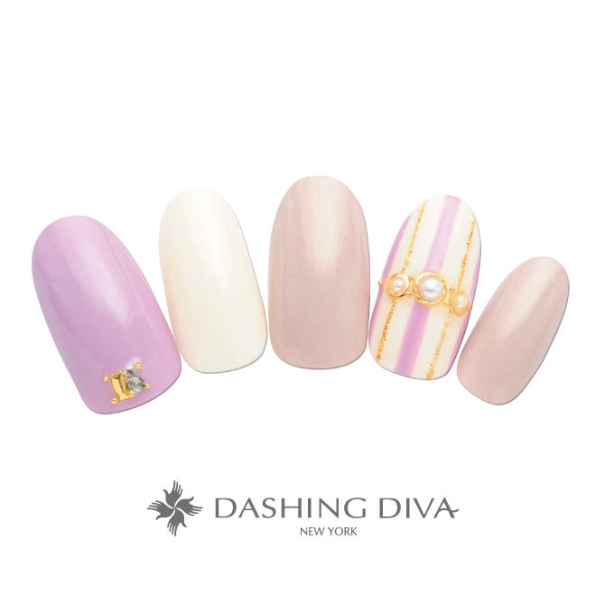 パープルとベージュのストライプネイル ネイルデザイン ネイルサロンのダッシングディバ Dashing Diva