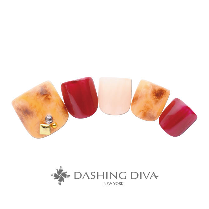 べっこう風タイダイアートのフットネイル B09 28 ネイルデザイン ネイルサロンのダッシングディバ Dashing Diva