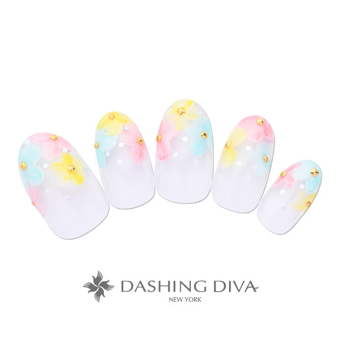 パステルカラーのキュートなお花フレンチ ネイルデザイン ネイルサロンのダッシングディバ Dashing Diva