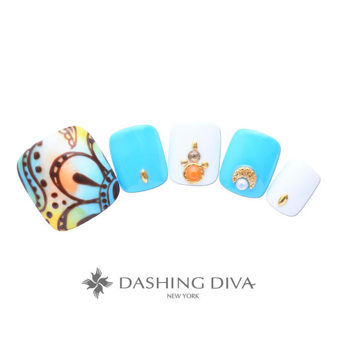 バリの夕焼けをイメージしたフットネイル D04 Cp1 31 ネイルデザイン ネイルサロンのダッシングディバ Dashing Diva