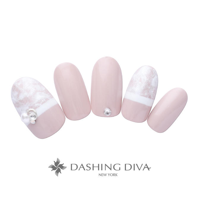 レースのようなマーブルアートのピンクネイル ネイルデザイン ネイルサロンのダッシングディバ Dashing Diva