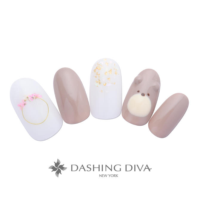 ヌーディーカラーでナチュラルかわいいクマさんネイル E09 Cp1 21 ネイルデザイン ネイルサロンのダッシングディバ Dashing Diva