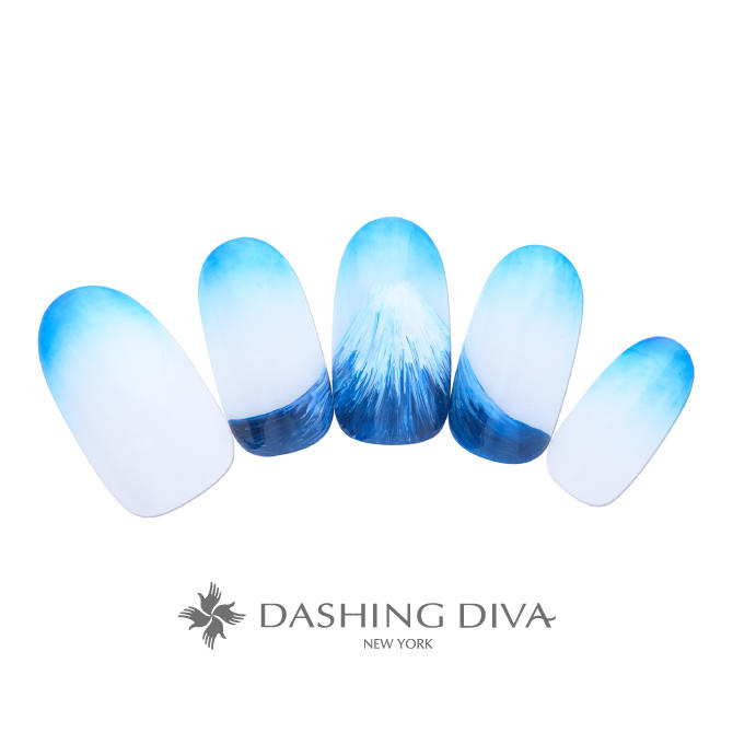 青×白が清々しい3本の指を大胆に使用した世界遺産の富士山アート（F01-12）