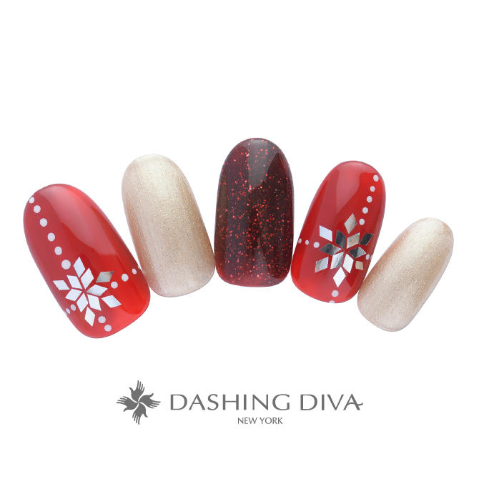 ホログラムできらめく雪の結晶は鮮やかなレッドがポイント (K11-CP1-S11)