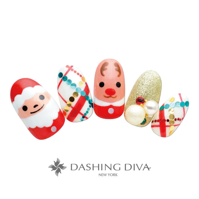 サンタとトナカイがかわいいクリスマスネイル ネイルデザイン ネイルサロンのダッシングディバ Dashing Diva