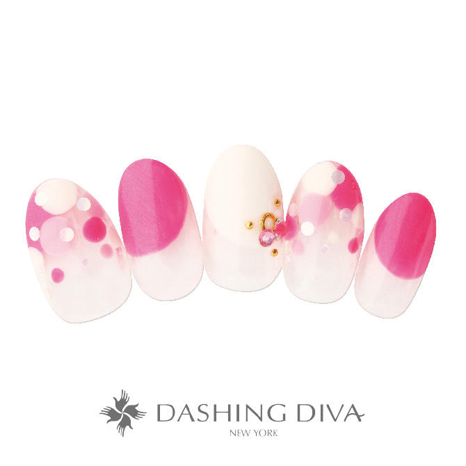 ピンクと白の配色を大小のドットで柔らかな印象にアレンジしたネイル ネイルデザイン ネイルサロンのダッシングディバ Dashing Diva